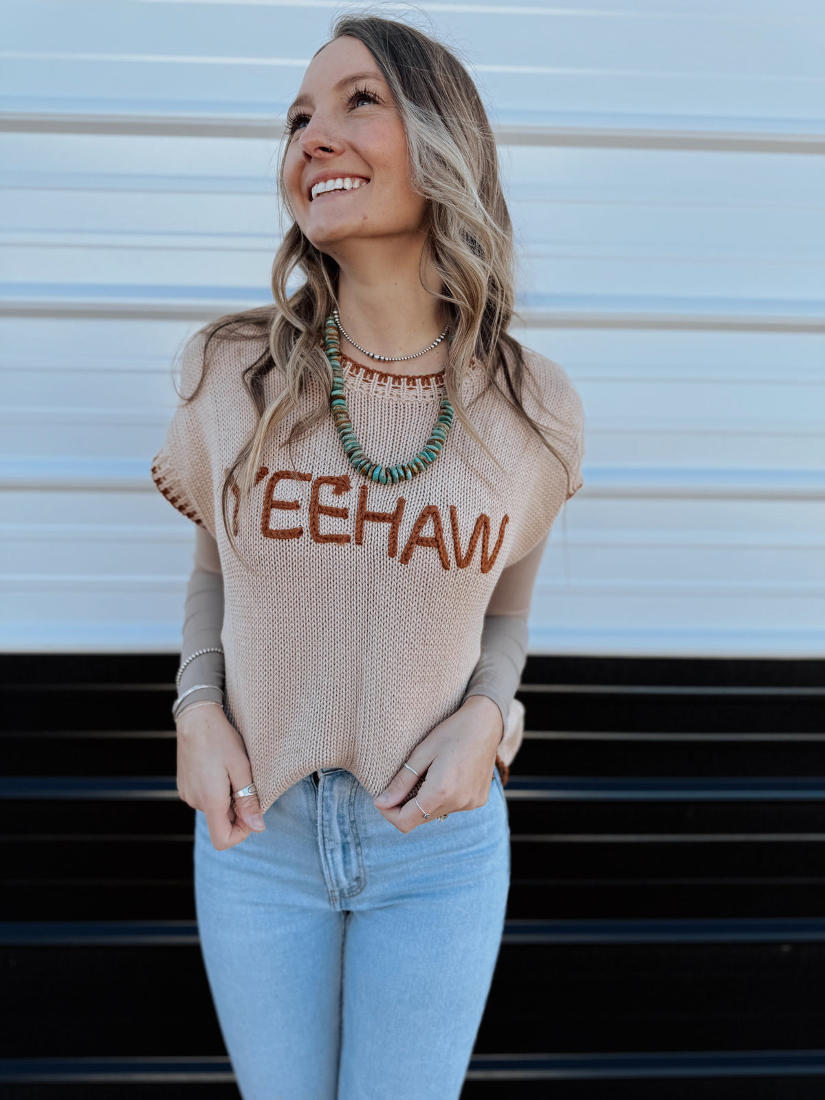 YeeHaw Sweater Vest - Camel/Tan