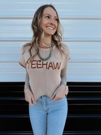 YeeHaw Sweater Vest - Camel/Tan