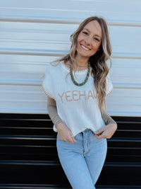 YeeHaw Sweater Vest - Cream/Tan