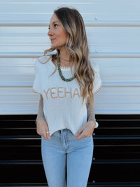 YeeHaw Sweater Vest - Cream/Tan