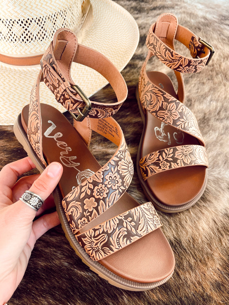 Tooled Strappy Sandals