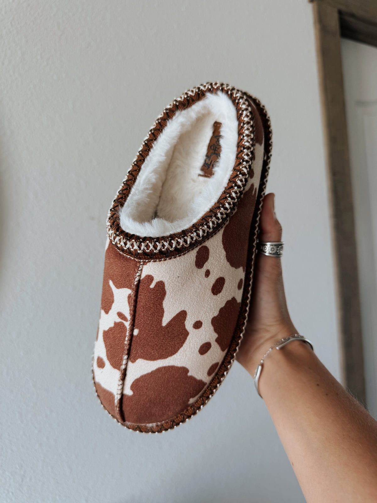 Cowprint Slippers - Brown