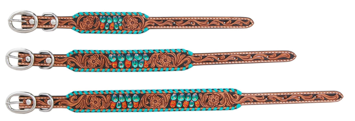 Cactus Tooled Dog Collar (Small)