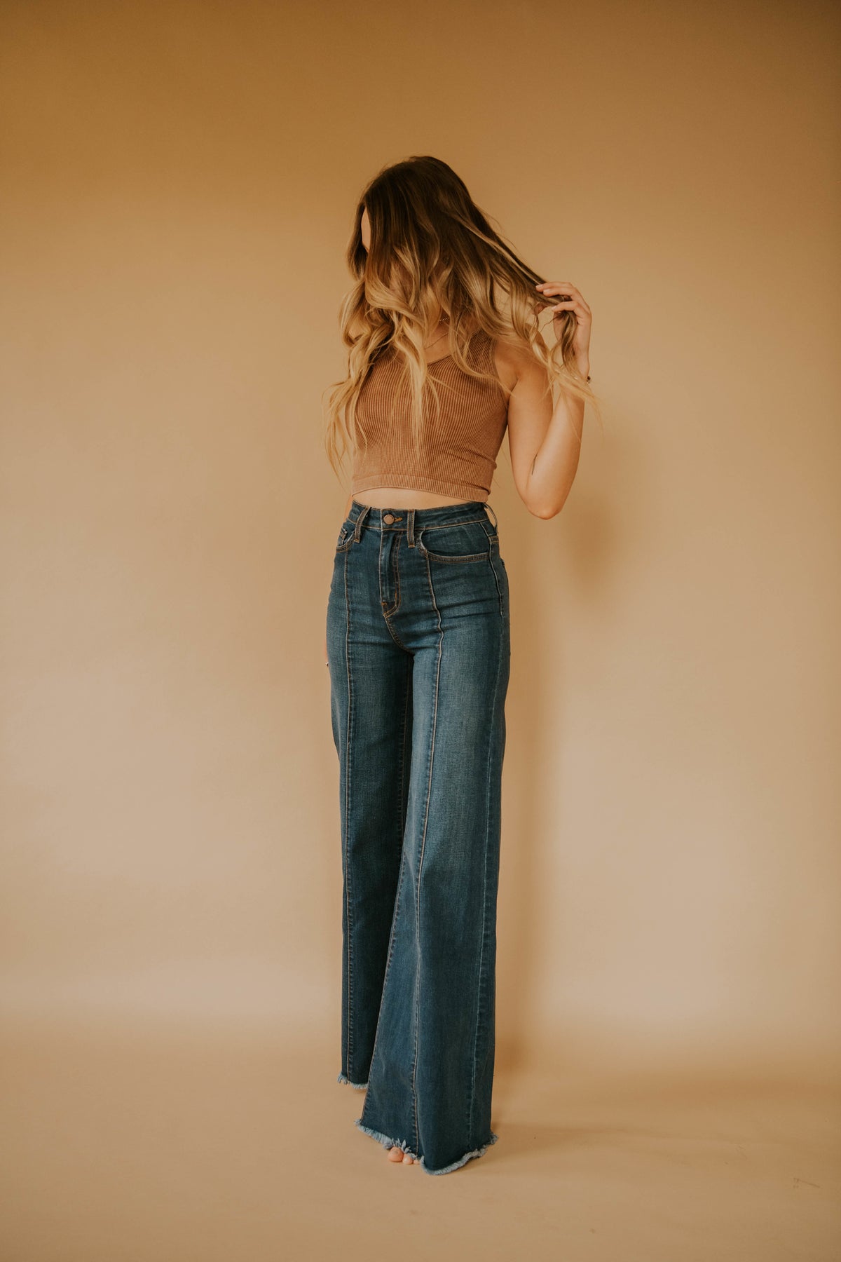 Wide Leg Trouser Jeans - Dark Wash