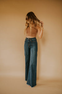 Wide Leg Trouser Jeans - Dark Wash