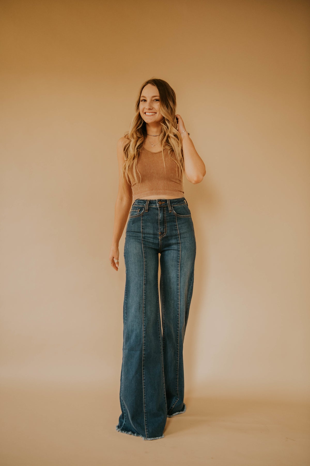 Wide Leg Trouser Jeans - Dark Wash
