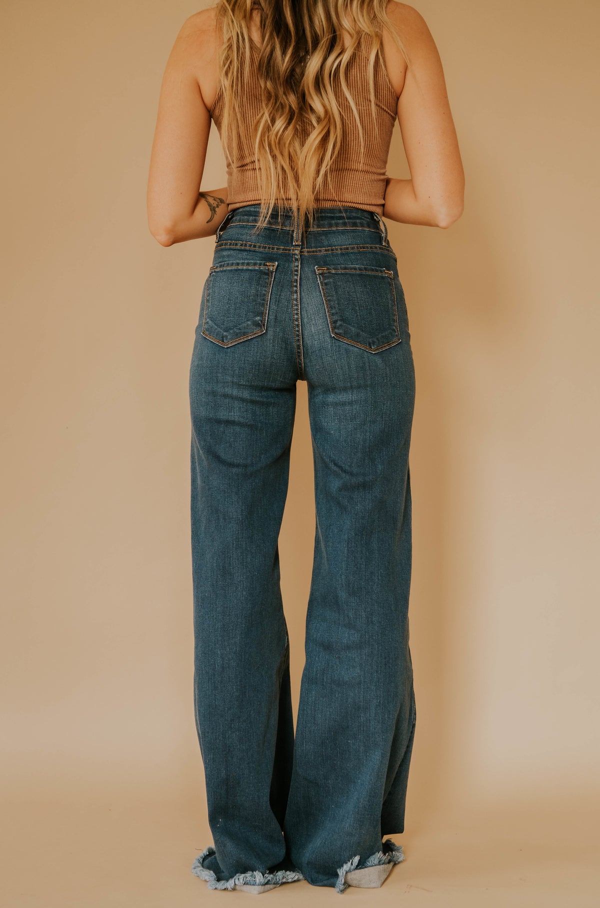 Wide Leg Trouser Jeans - Dark Wash