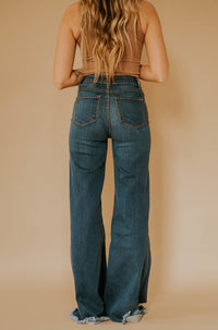 Wide Leg Trouser Jeans - Dark Wash