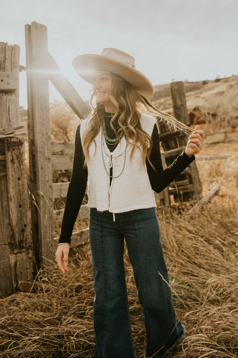 Cream Bow Tie Sweater Top