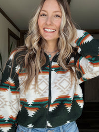 Aztec Sherpa Zip Up Jacket