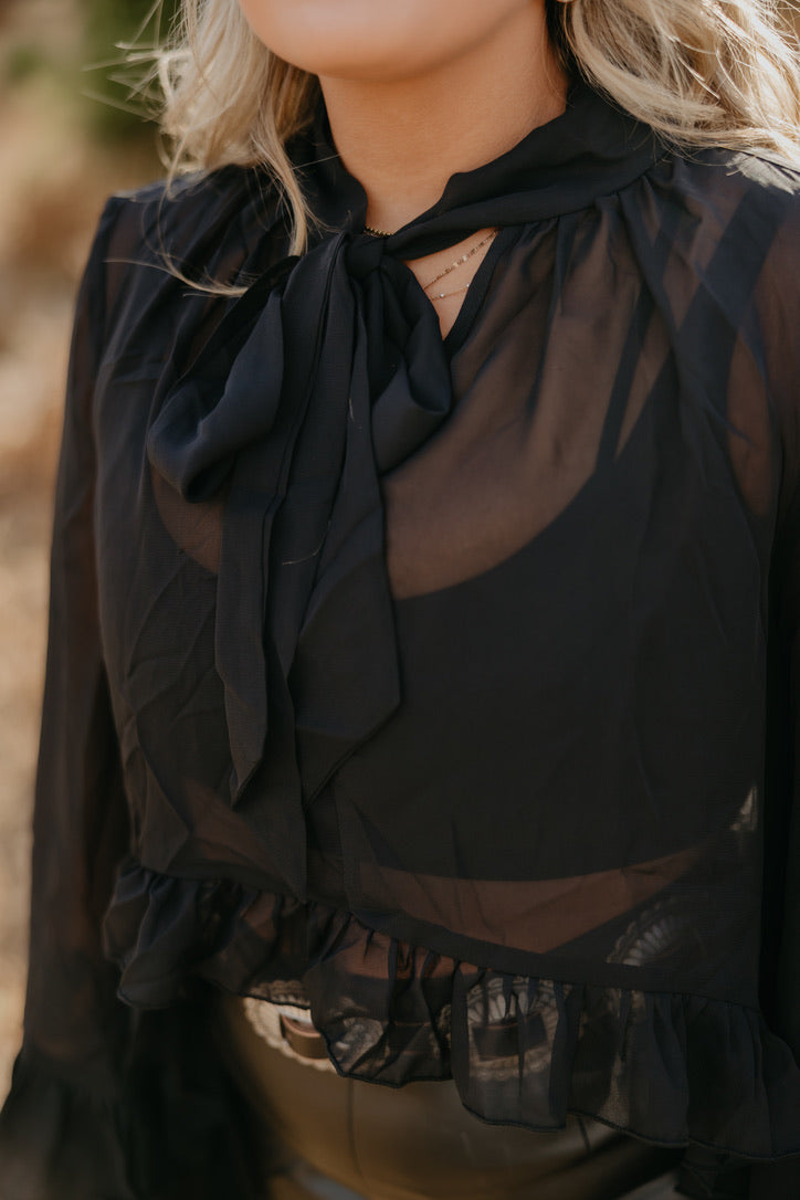Black Bell Sleeve Top