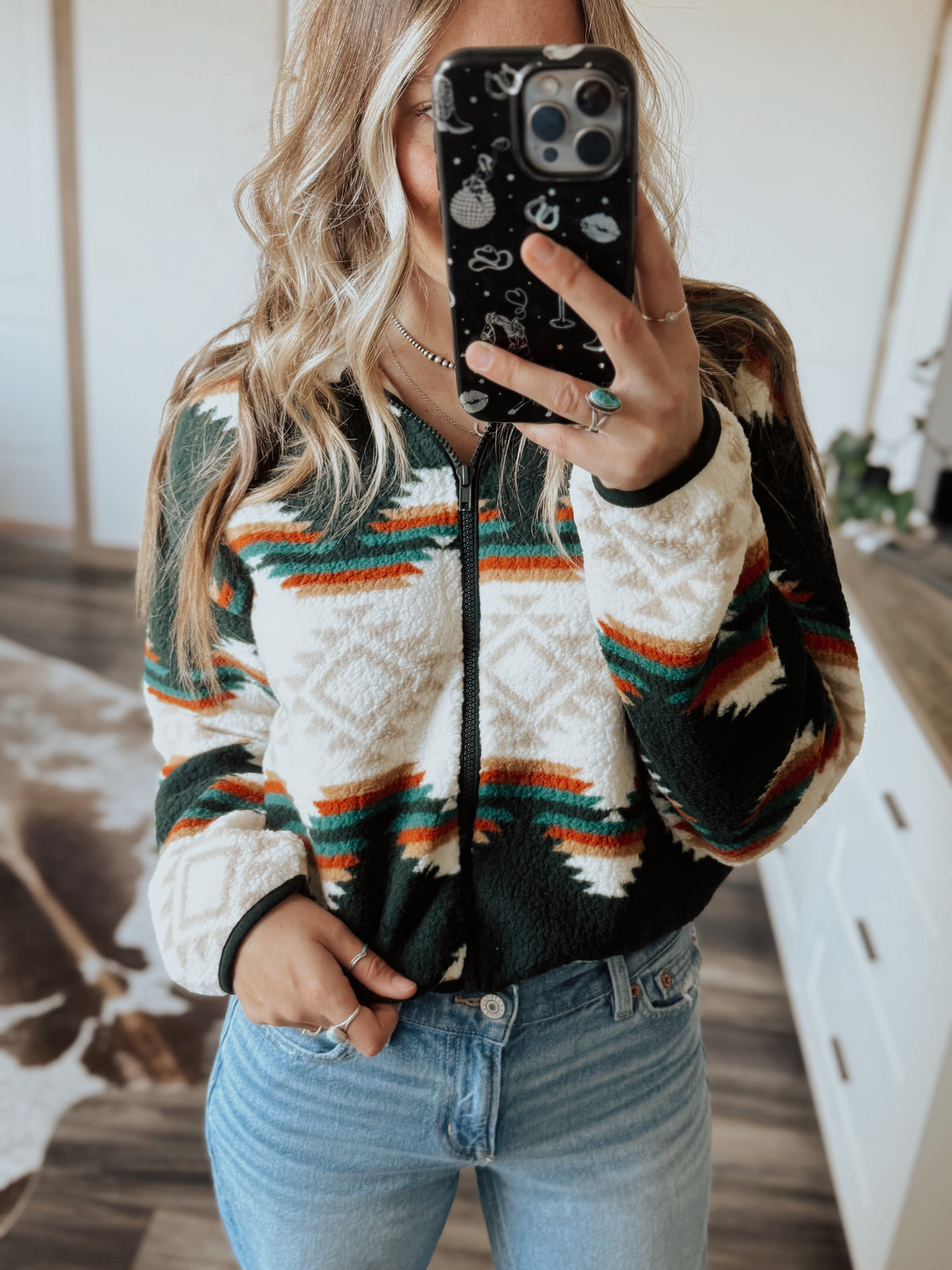 Aztec Sherpa Zip Up Jacket