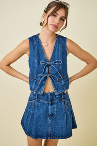 Denim Bow Tie Vest