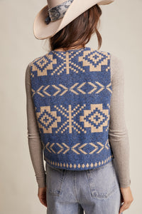 Southwestern Print Vest - Navy