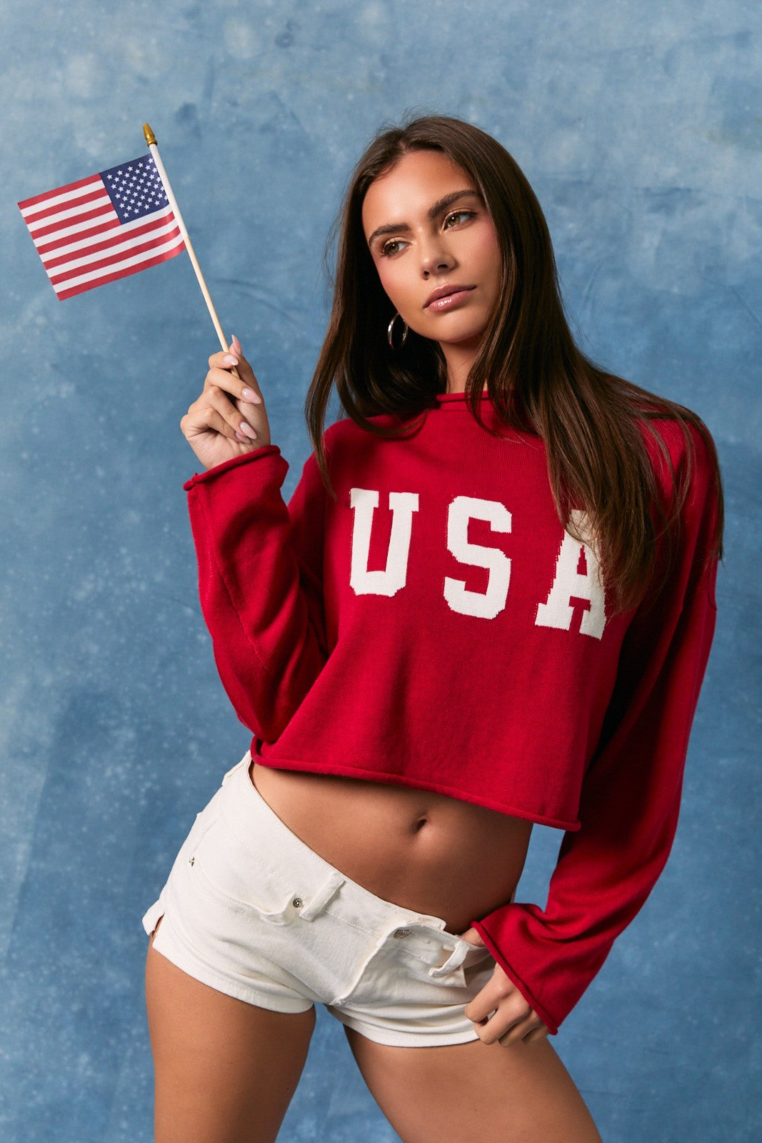 Mock Neck USA Sweater