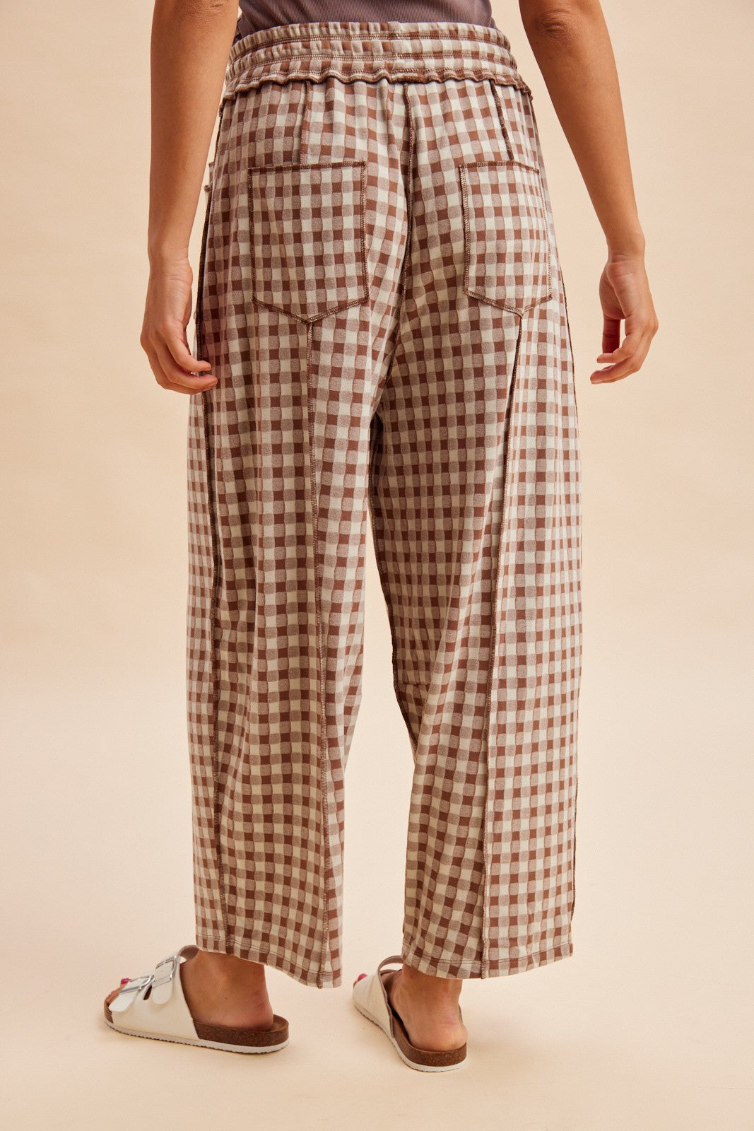 Gingham Barrel Pants