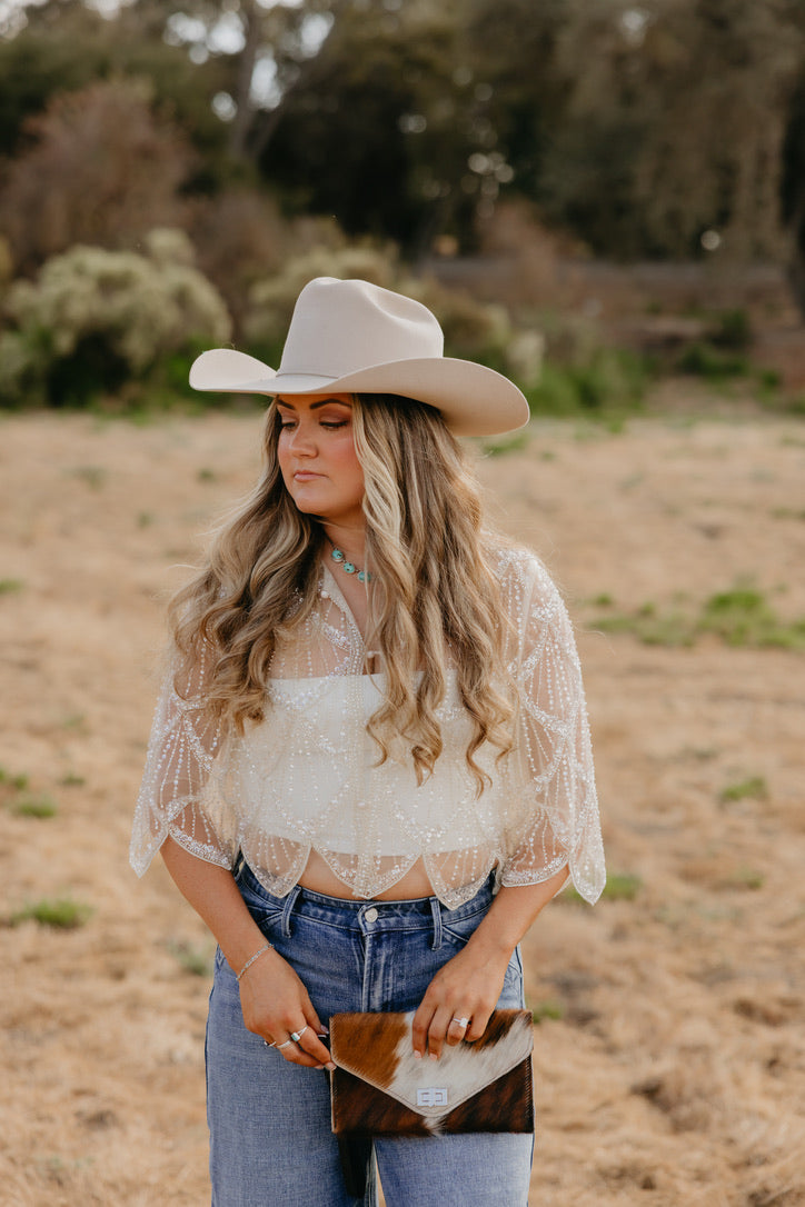 Beaded Sparkle Cape Blouse