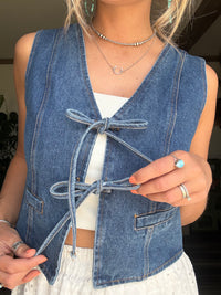 Denim Bow Tie Vest