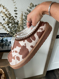 Cowprint Slippers - Brown PREORDER