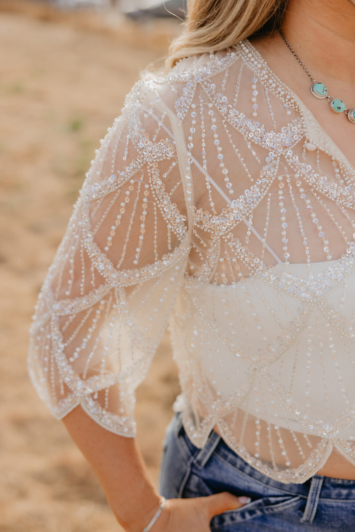 Beaded Sparkle Cape Blouse