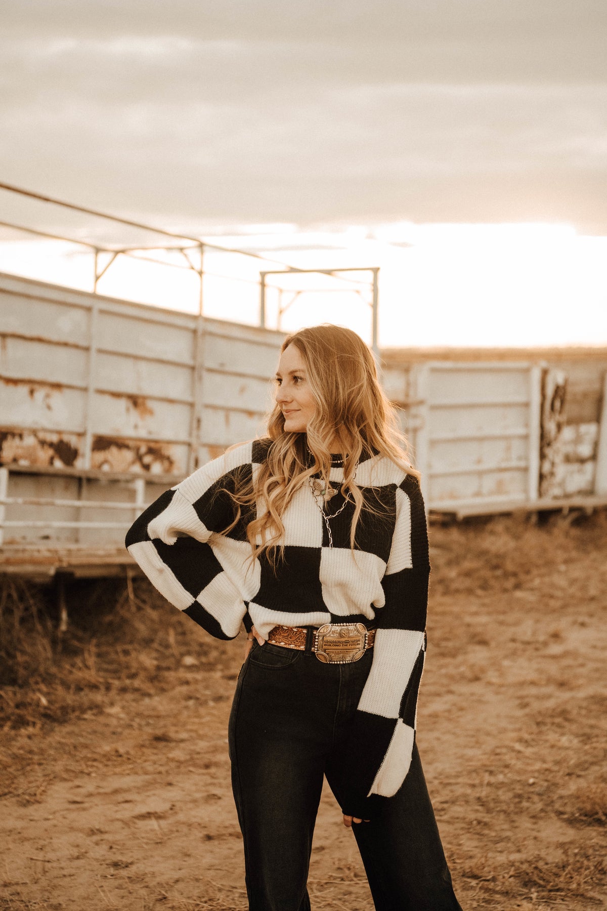 Black Checkered Sweater