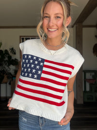 American Flag Knit Top