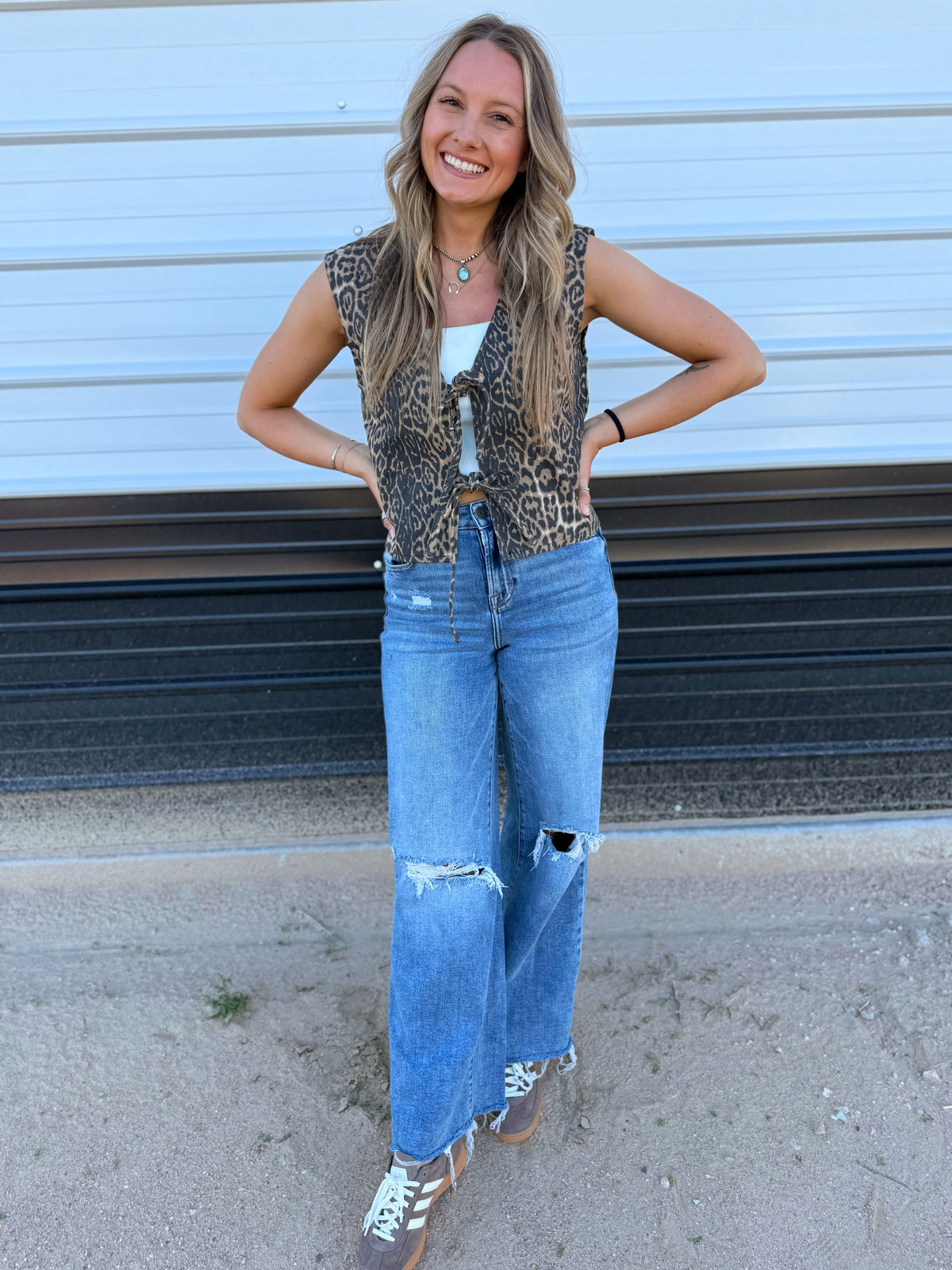 Leopard Print Tie Vest