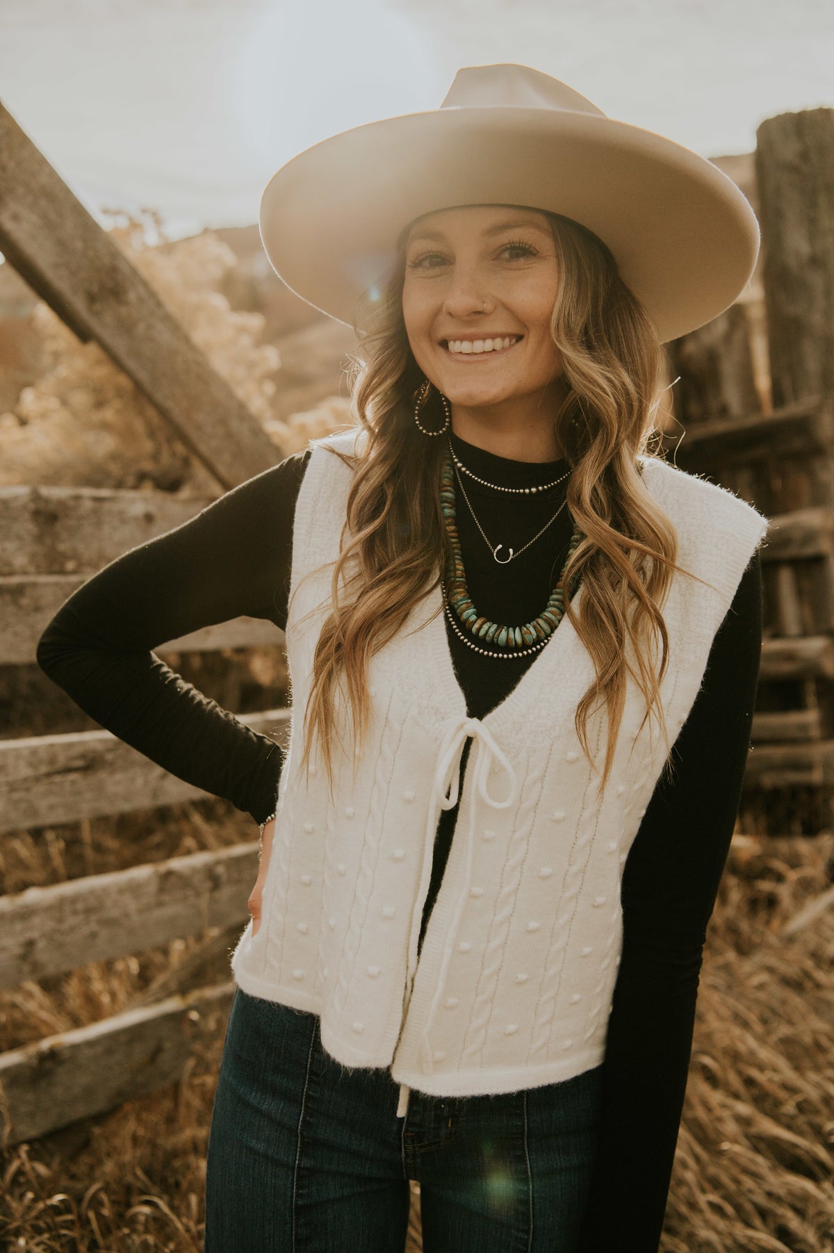 Cream Bow Tie Sweater Top