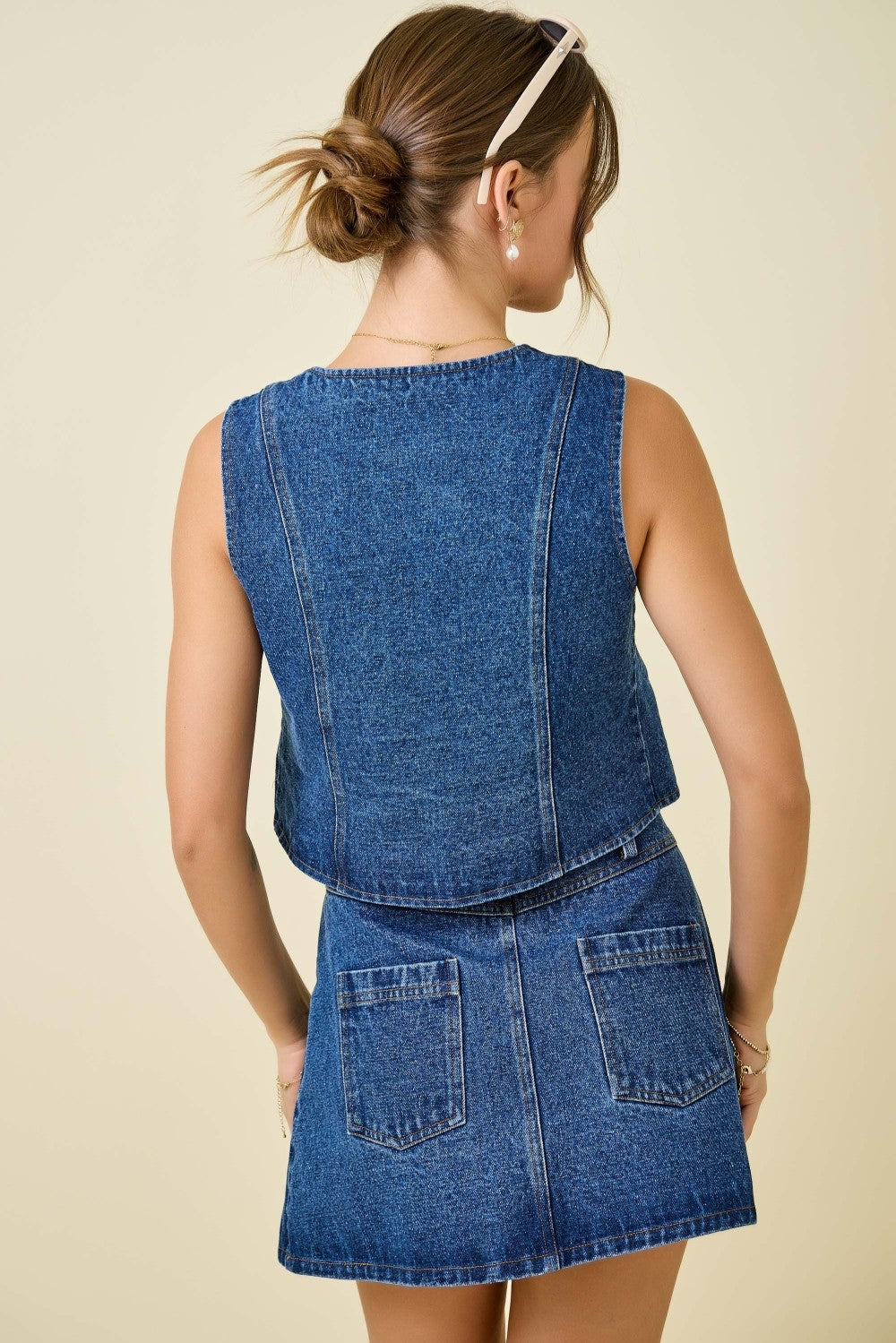 Denim Bow Tie Vest