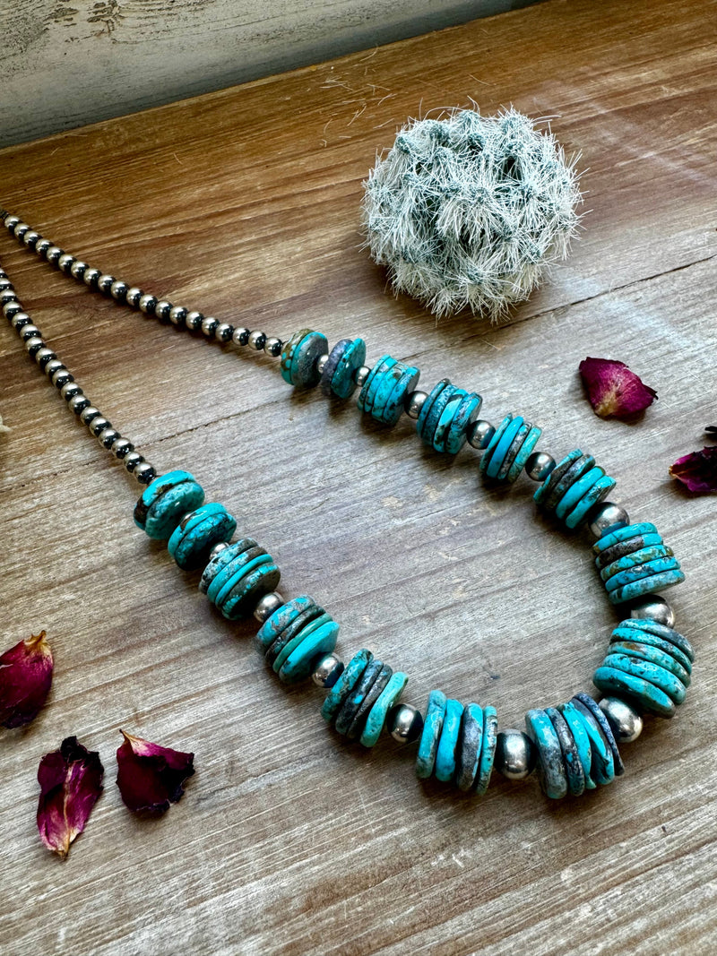 20 inch Sterling Silver and Turquoise Necklace