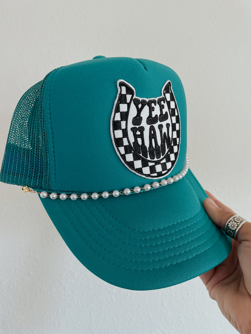 Checkered Yeehaw Trucker Hat
