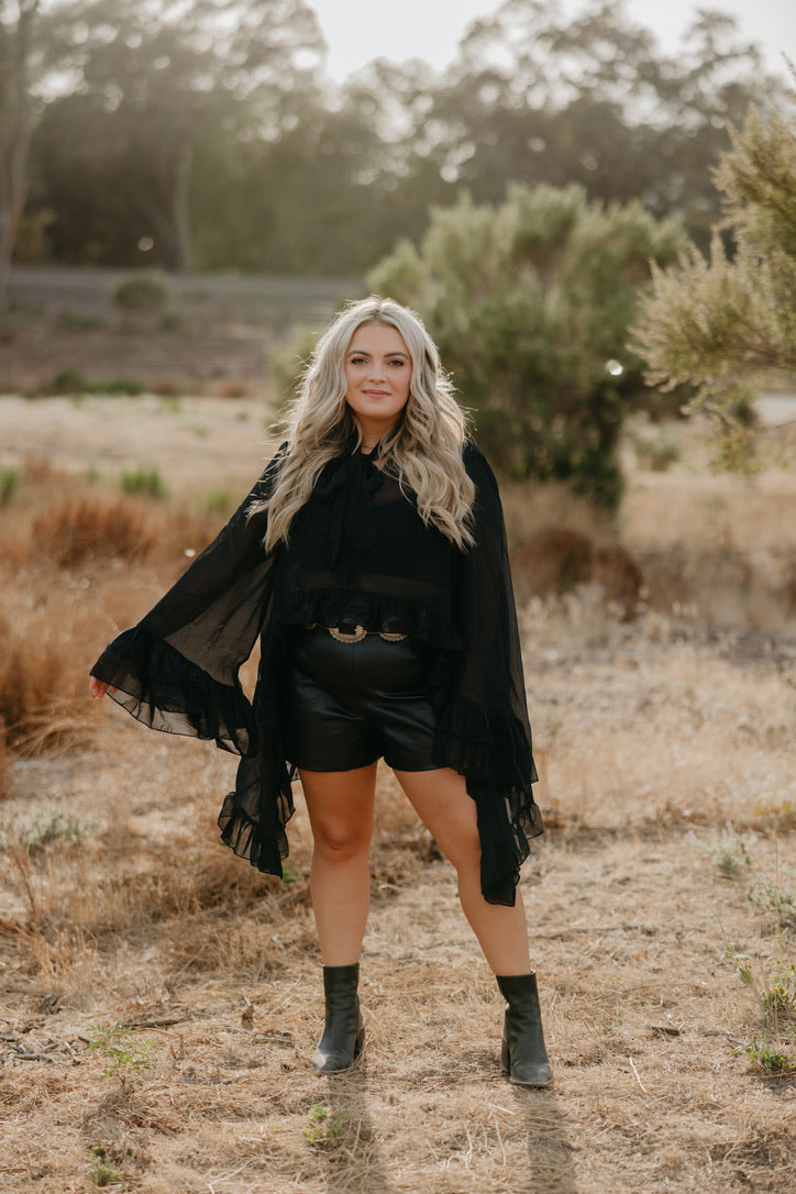 Black Bell Sleeve Top