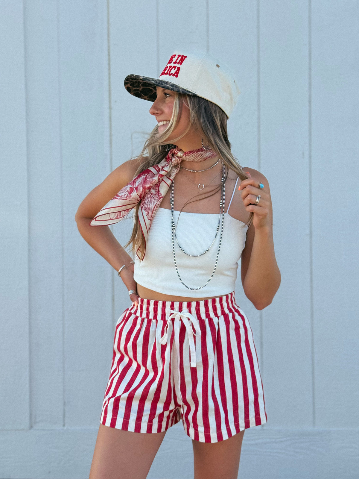 Striped Cotton Twill Shorts