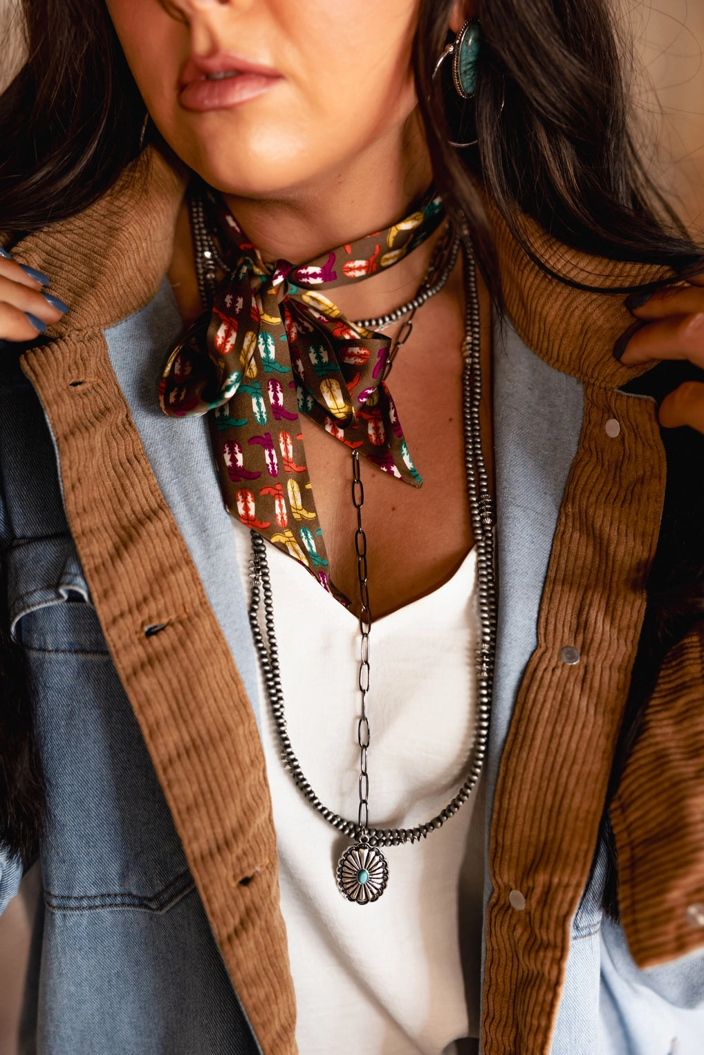 Multicolor Boots Twilly Scarf