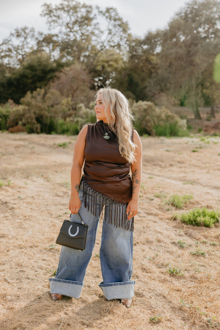 Fringe Satin Top