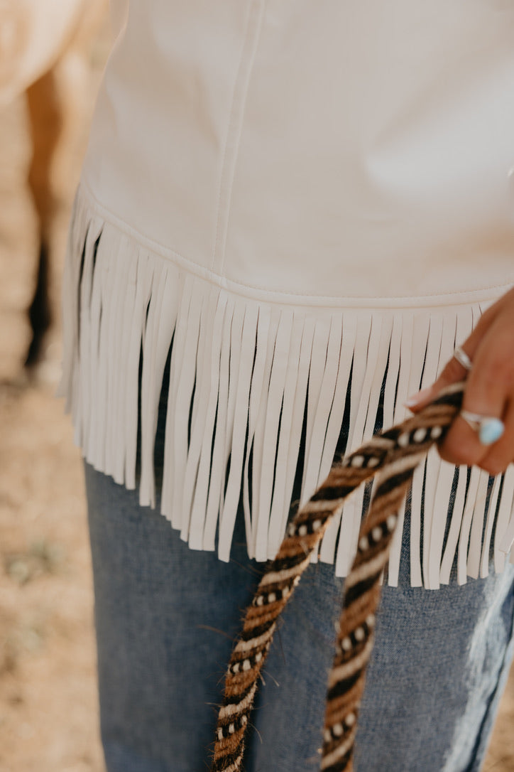 Leather Fringe Halter Top