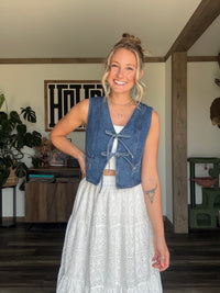 Denim Bow Tie Vest