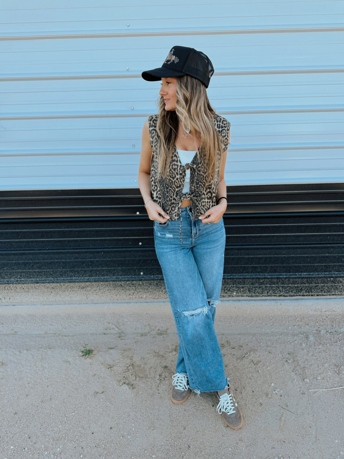 Leopard Print Tie Vest