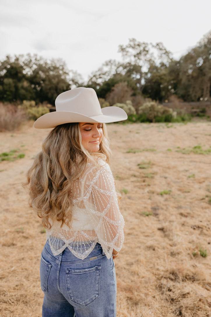 Beaded Sparkle Cape Blouse