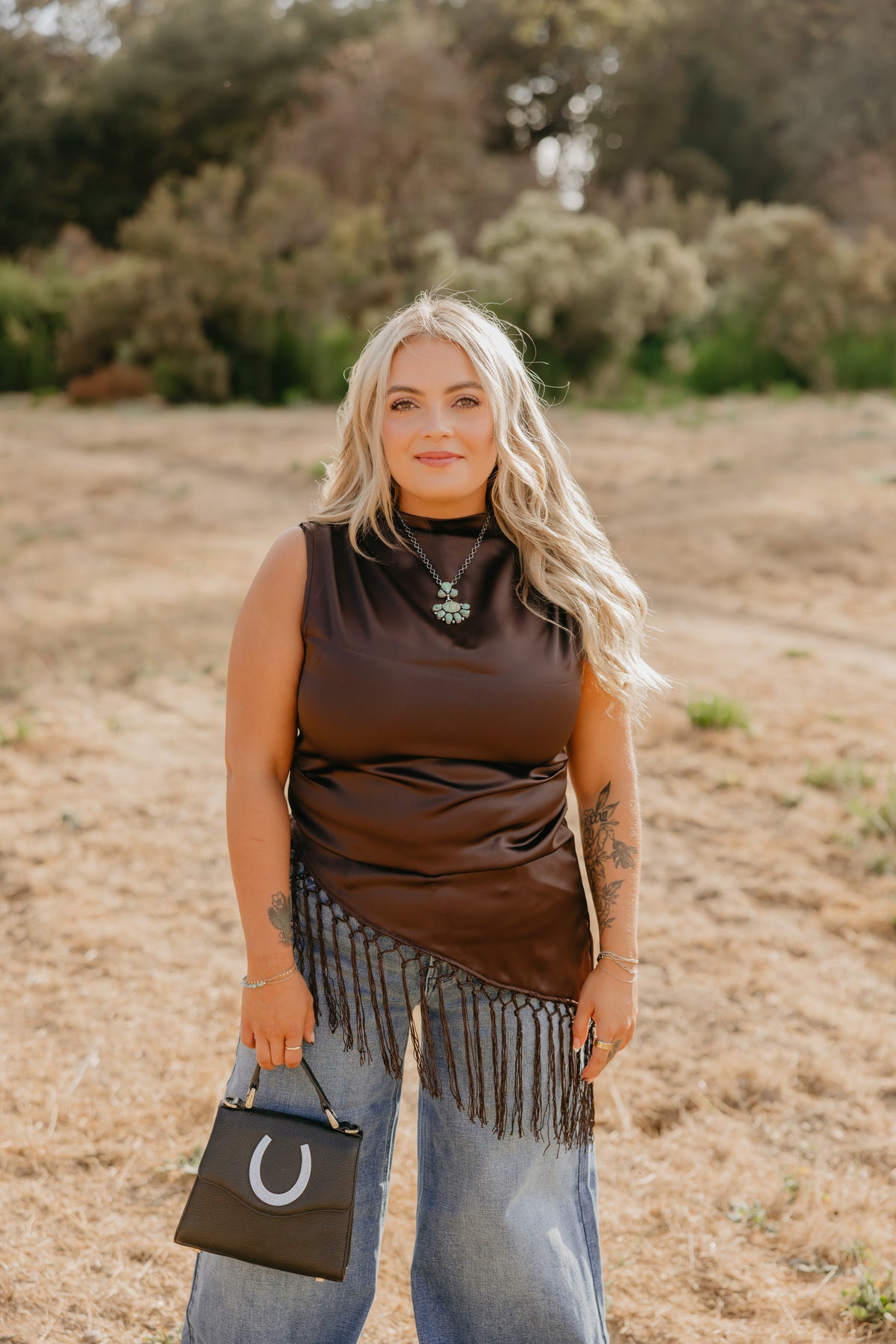 Fringe Satin Top