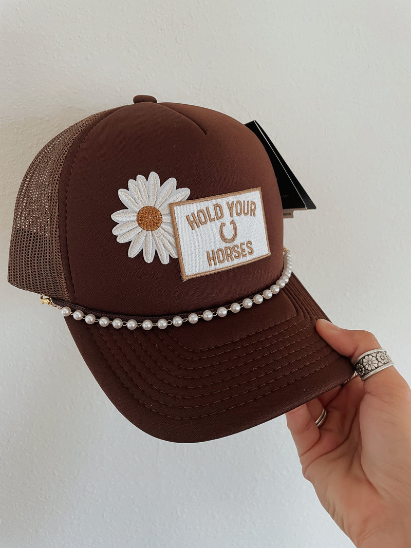 Hold Your Horses Trucker Hat (Brown)