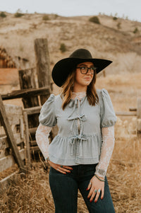 Denim Bow Tie Top