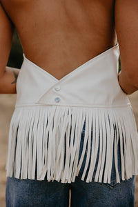 Leather Fringe Halter Top