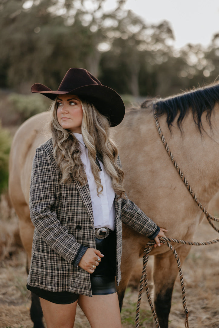 Plaid Knit Blazer