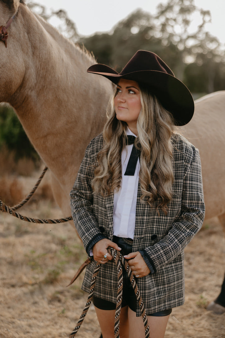 Plaid Knit Blazer
