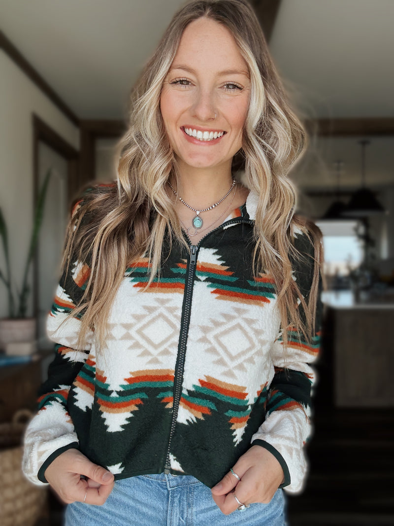 Aztec Sherpa Zip Up Jacket