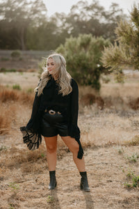 Black Bell Sleeve Top