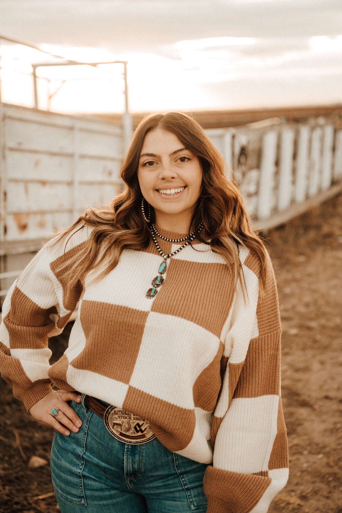 Brown Checkered Sweater