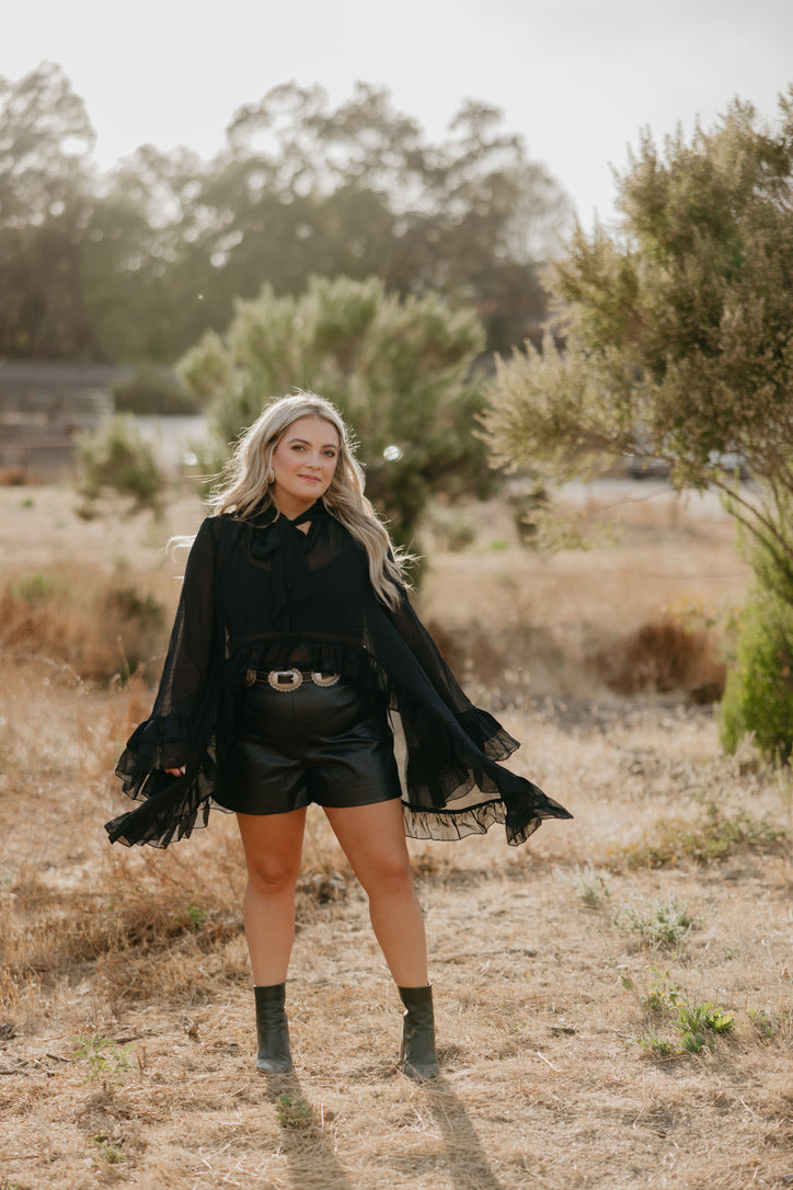 Black Bell Sleeve Top