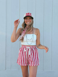 Striped Cotton Twill Shorts